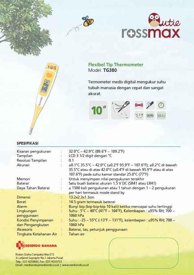 Brochure rossmax TG380 Specification, Fitur, Benefit And How To Use rossmax TG380