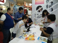 Suasana di booth stand PT Medisindo Bahana pada acara Hospital Expo 2017 Jakarta
